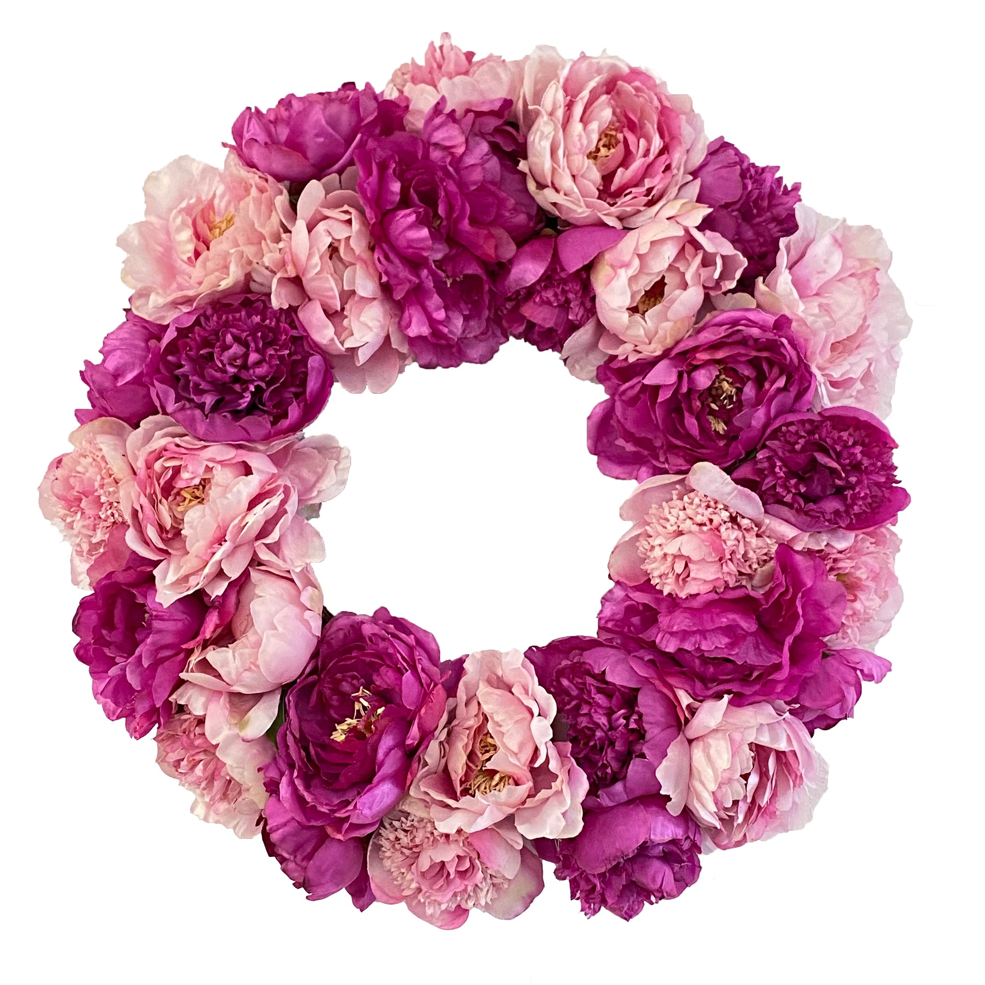 Luxury Faux Peony Wreath 24" Pink/Fuchsia Winward Home