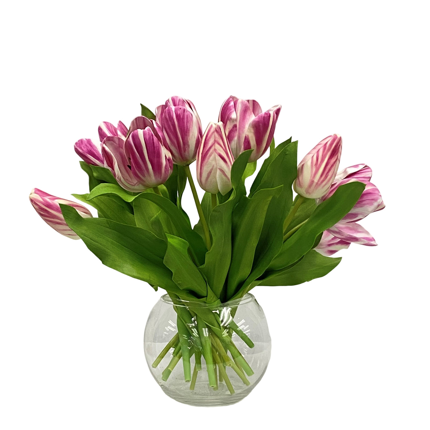 realistic hand-painted mauve striped faux tulips arrangement