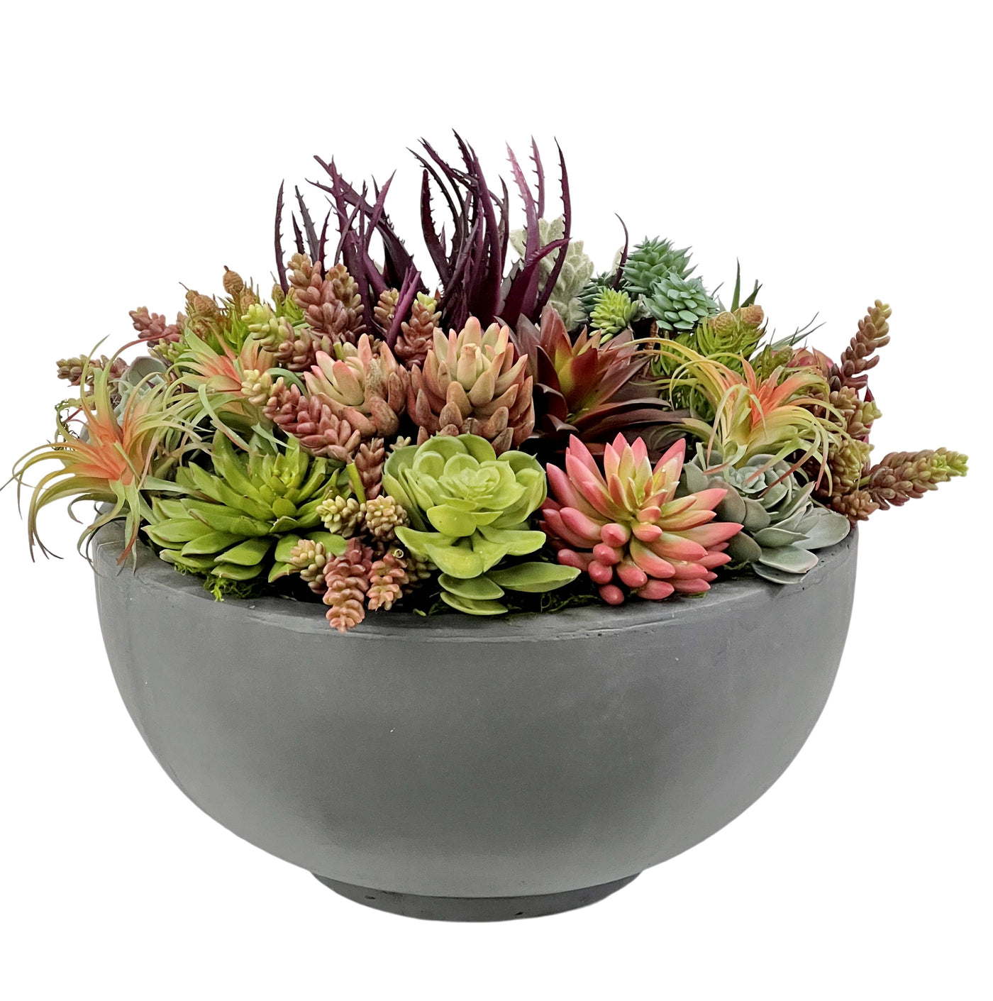 large faux succulent mix bowl handcrafted