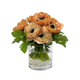 Real Touch anemone arrangement in clear glass vase with soft faux blooms for elegant small space décor