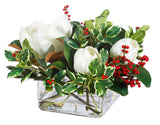 luxury faux magnolia arrangement holiday floral centerpiece