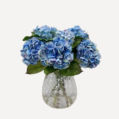 Blue floral arrangements