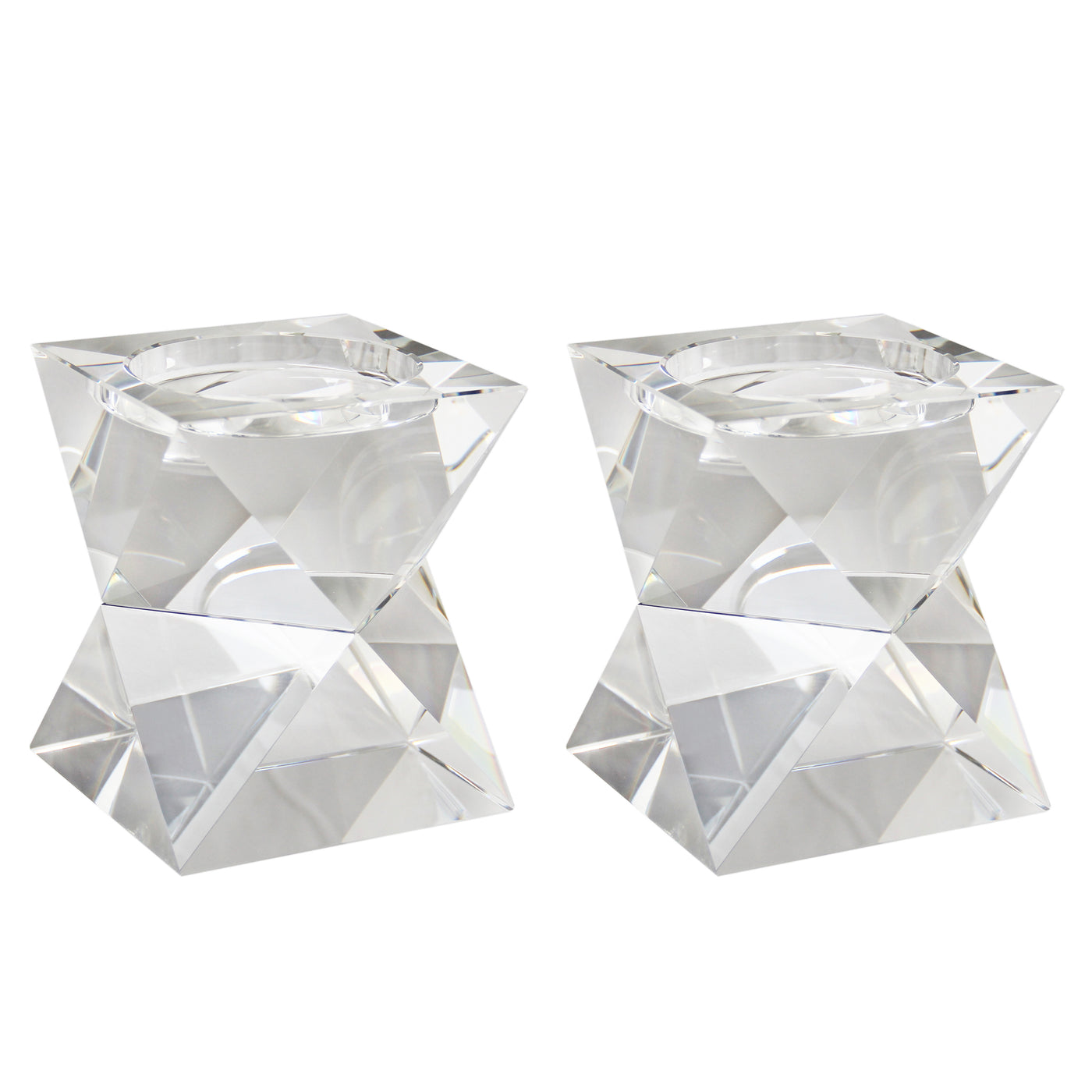 luxury crystal glass candlestick holders for 3-inch candles