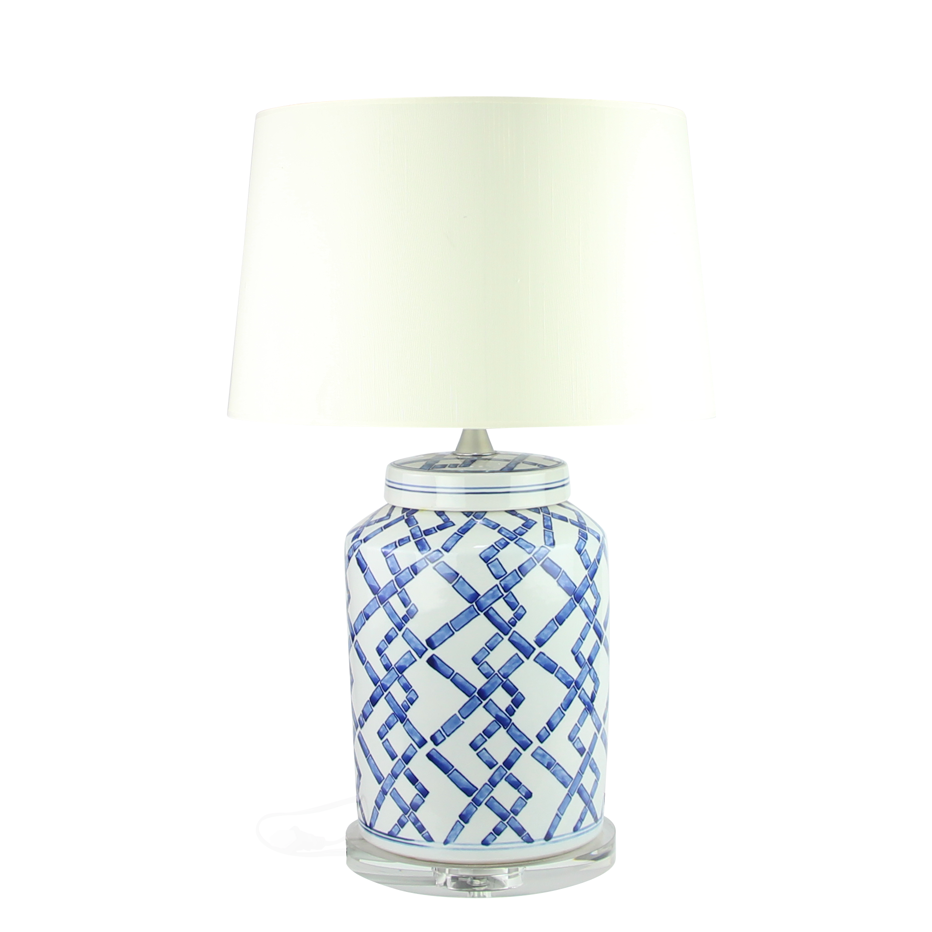 BLUE AND WHITE CERAMIC JAR TABLE LAMP 17" Winward Home