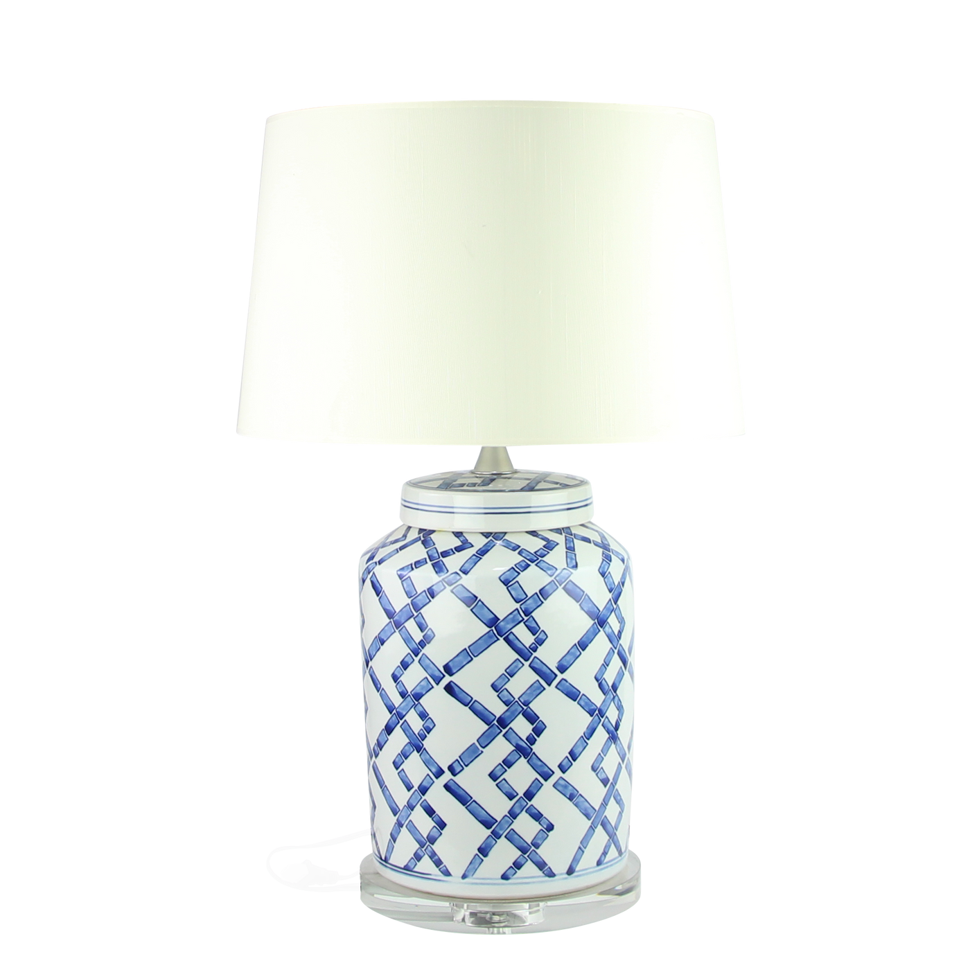 BLUE AND WHITE CERAMIC JAR TABLE LAMP 17"