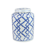 Blue and White Ceramic Jar 13"