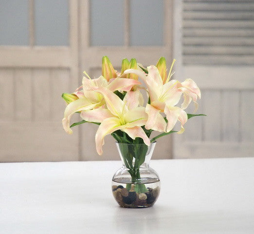 CASABLANCA LILY IN VASE (DP743-LP) - Winward Home silk flower arrangements