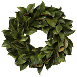 Luxury faux magnolia leaf wreath with rich green foliage on a handcrafted twig base