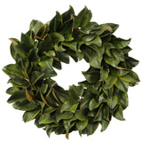 Large realistic magnolia leaf wreath with lush green foliage for year-round home décor