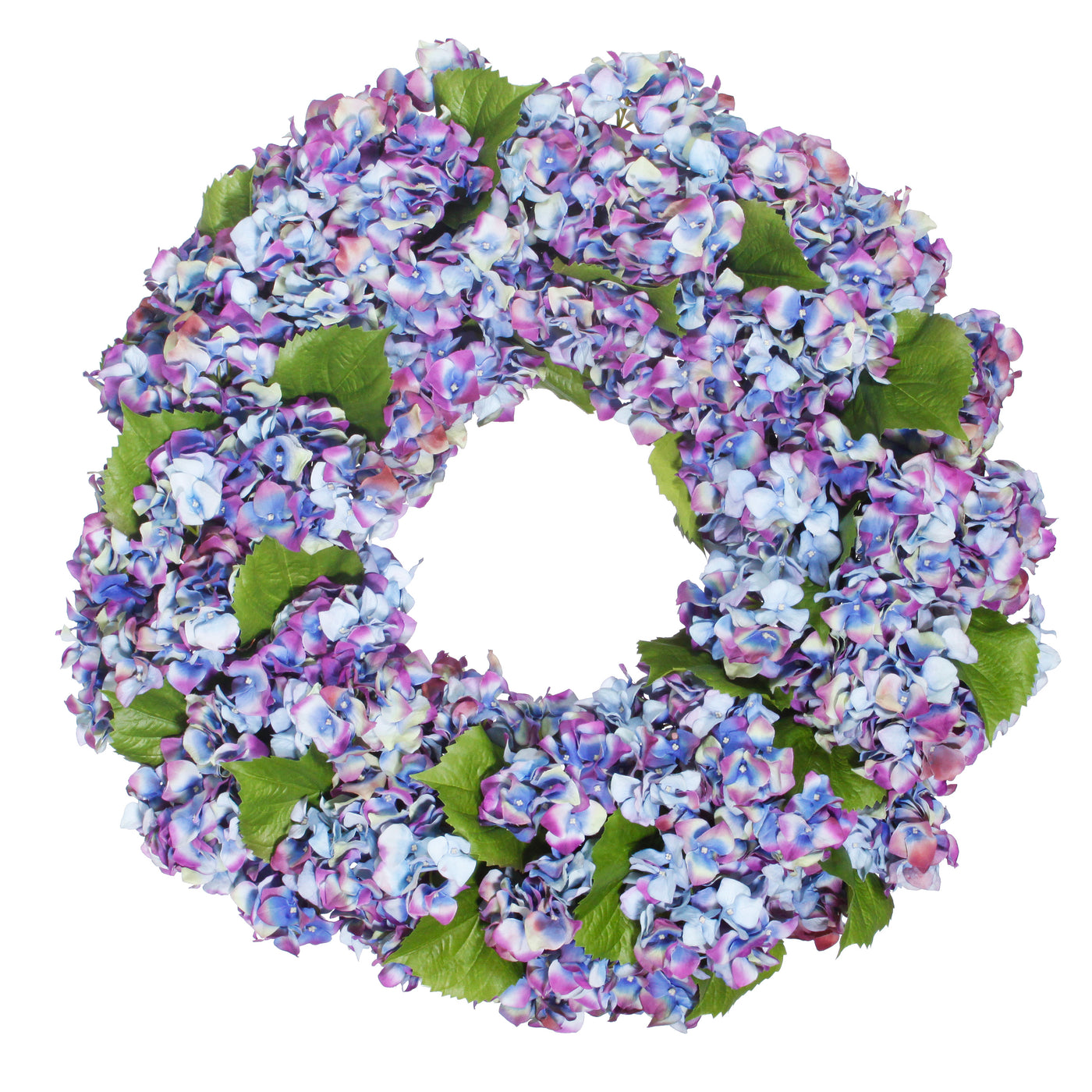 luxury faux hydrangea wreath blue with hints of purple