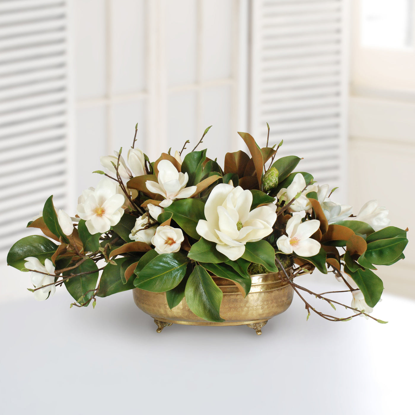 MAGNOLIA CENTERPIECE (WHD067-CH) - Winward Home faux floral arrangements