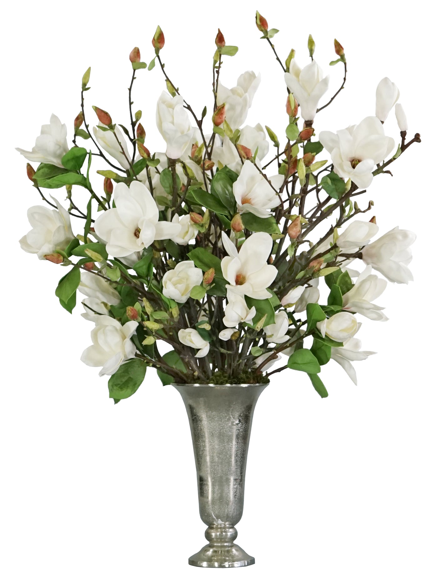 TREE MAGNOLIA IN SILVER VASE (WHD230-WH)