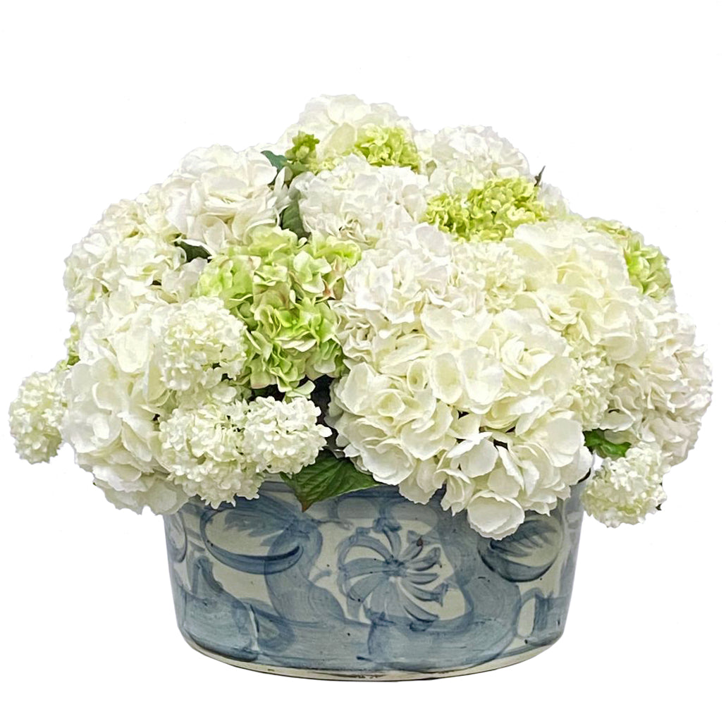 faux hydrangea plant in pot Mixed Hydrangea in Ceramic Pot 17"
