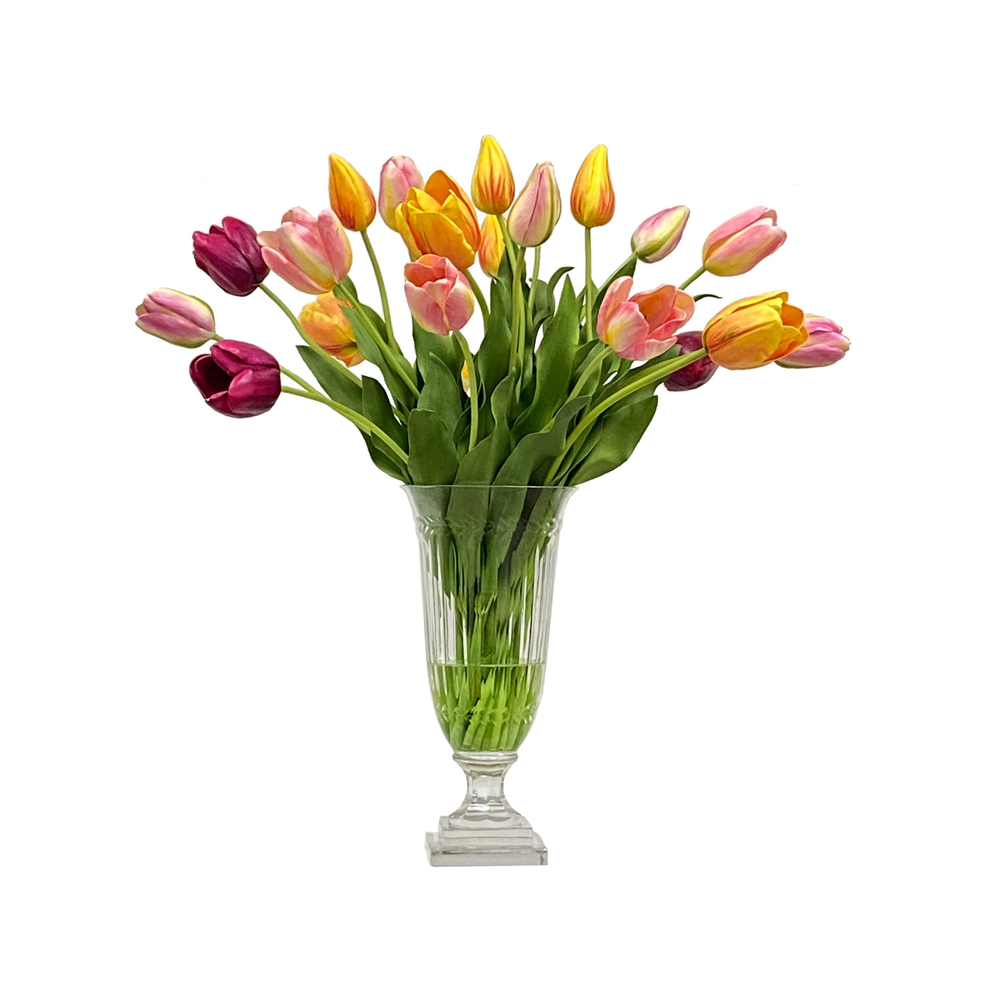 Mixed Tulips in Cut Vase 27 inches