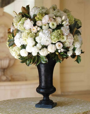 HYDRANGEA/PEONY IN EMPIRE URN (WHICON10-WHGR) - Winward Home faux floral arrangements