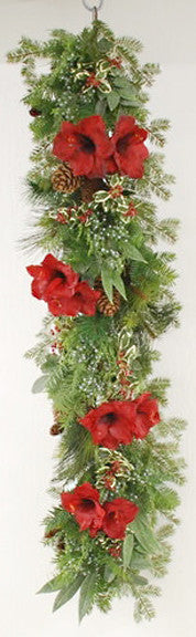 AMARYLLIS CHRISTMAS GARLAND (WHXDP024-RDGR) - Winward Home faux floral arrangements