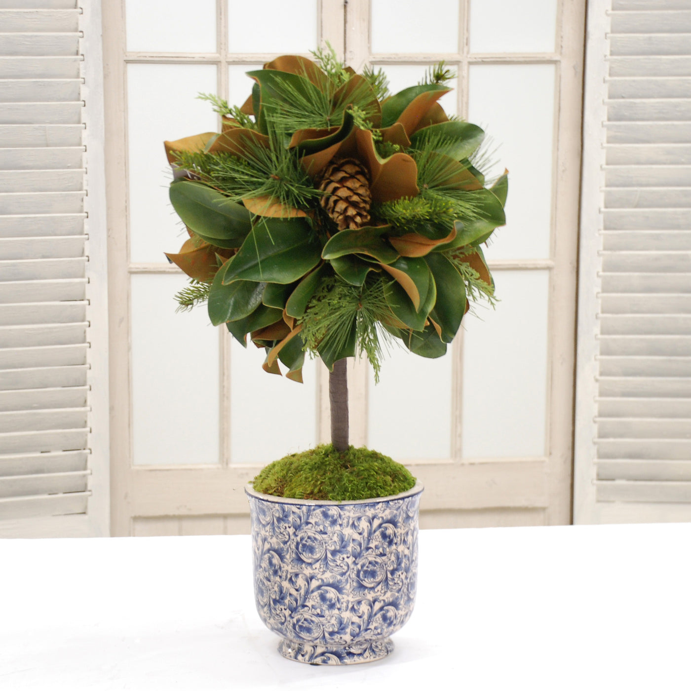 MAGNOLIA LEAF TOPIARY (WHXDP060-GR) - Winward Home faux floral arrangements
