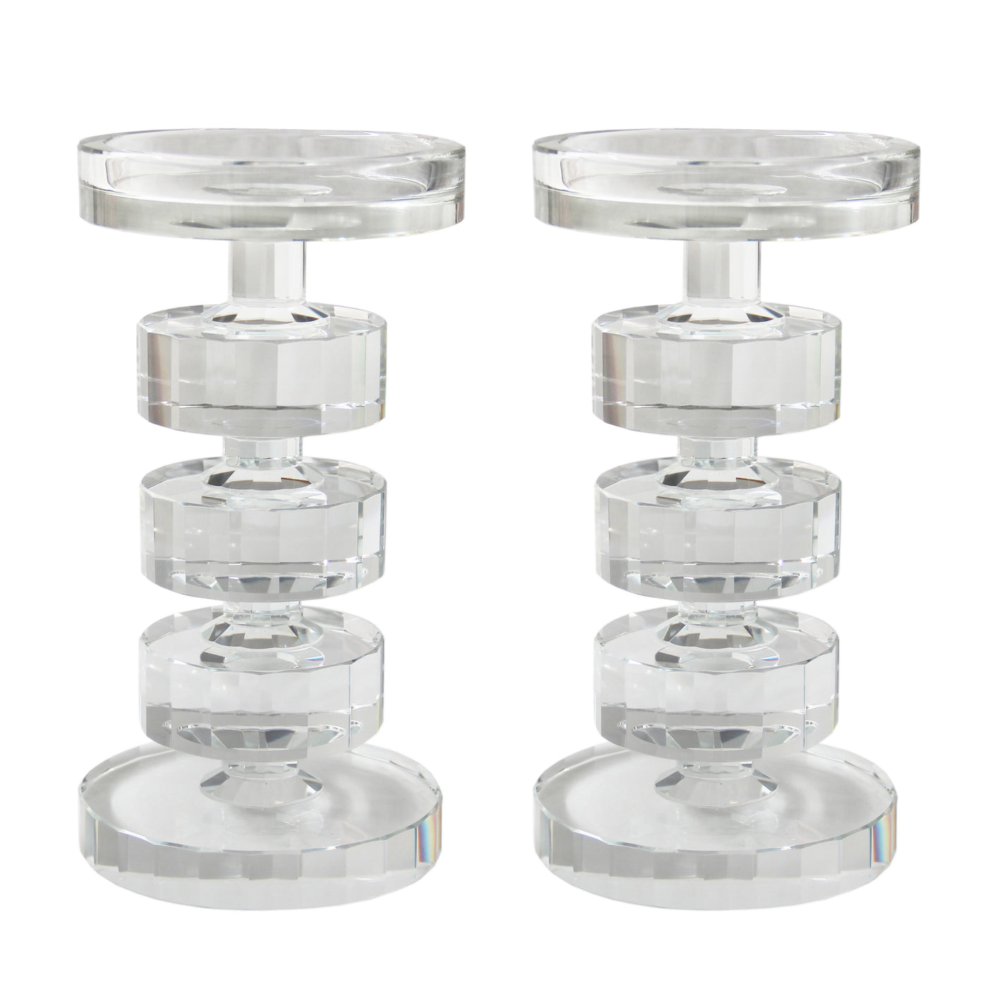 ROUND BASE CRYSTAL CANDLEHOLDER 9" (Set of 2)