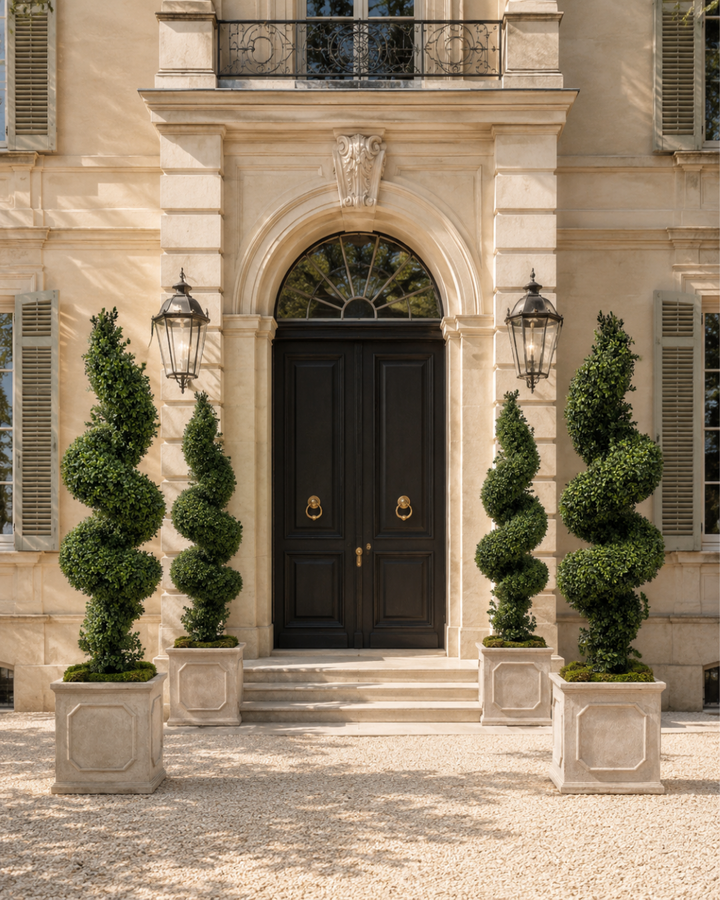 Luxury Large Faux Spiral Boxwood in Planter 78
