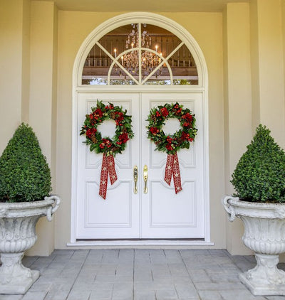 Red Hydrangea Holiday Wreath 24"