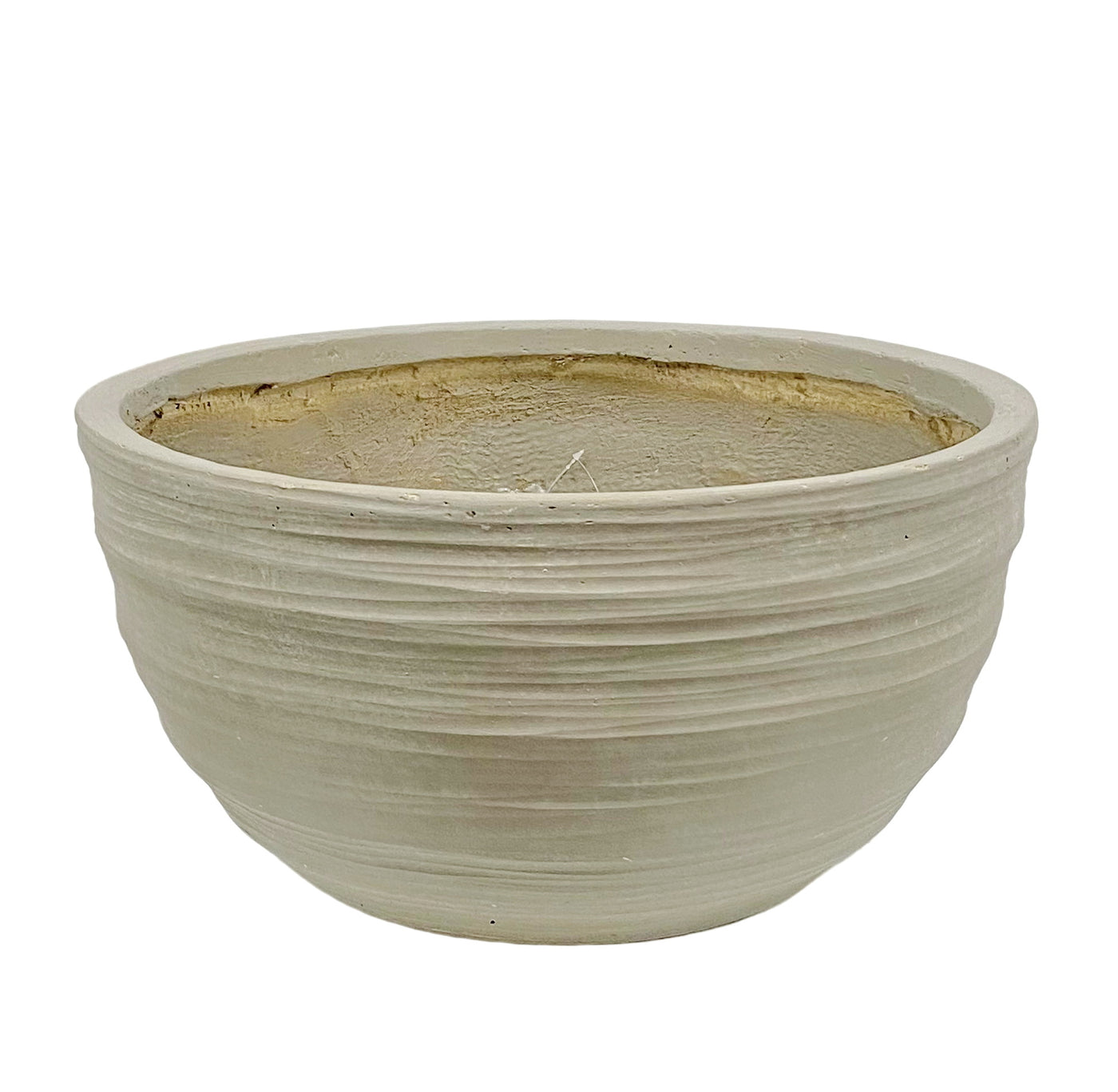 Upscale handcrafted stonecast bowl with swirling texture in natural taupe