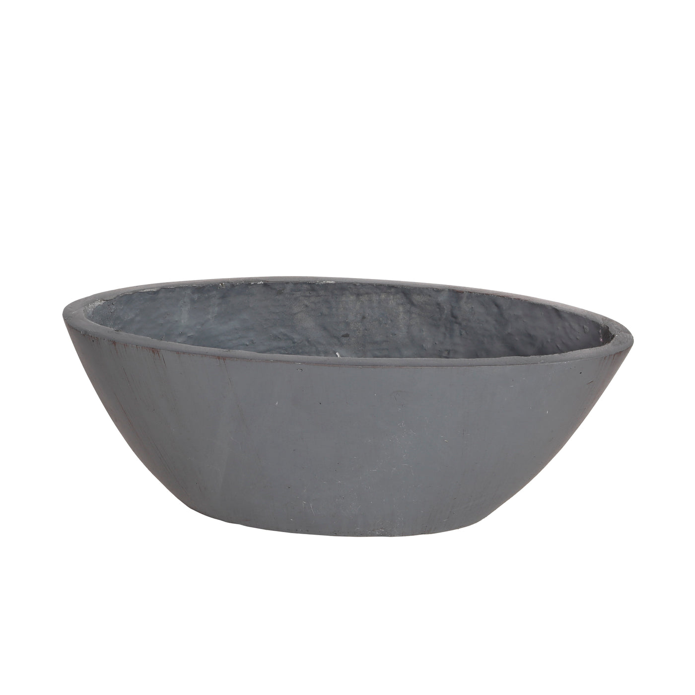 Contemporary oval stonecast planter in charcoal dark gray