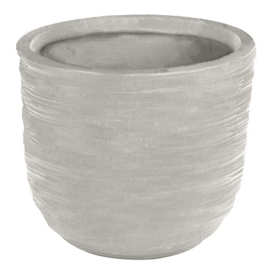 swirling texture stonecast planter in light grey