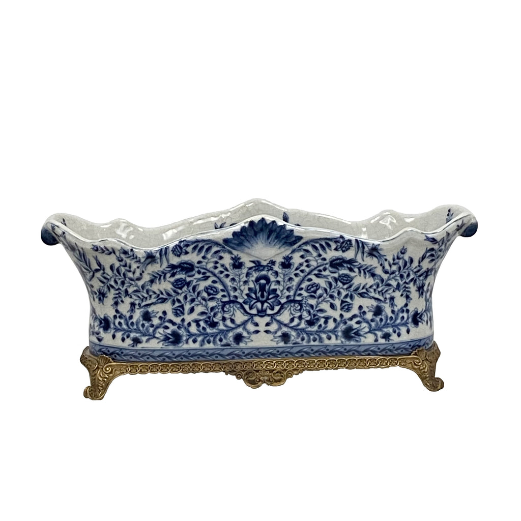 Blue and White Rectangle Planter