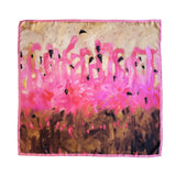 Scarf with a design of flamingos on a white background