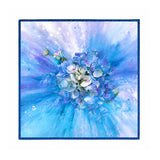 Scarf with a blue hydrangea floral design on a white background