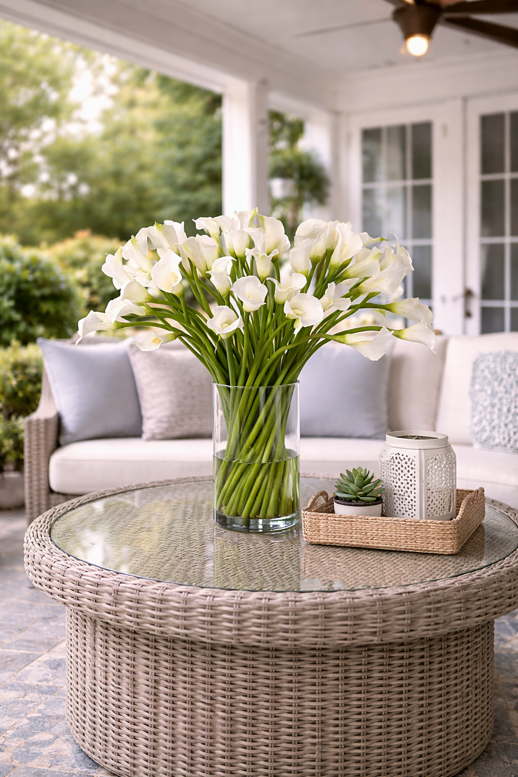 Luxury Faux Calla Lily in Clear Cylinder Vase 30