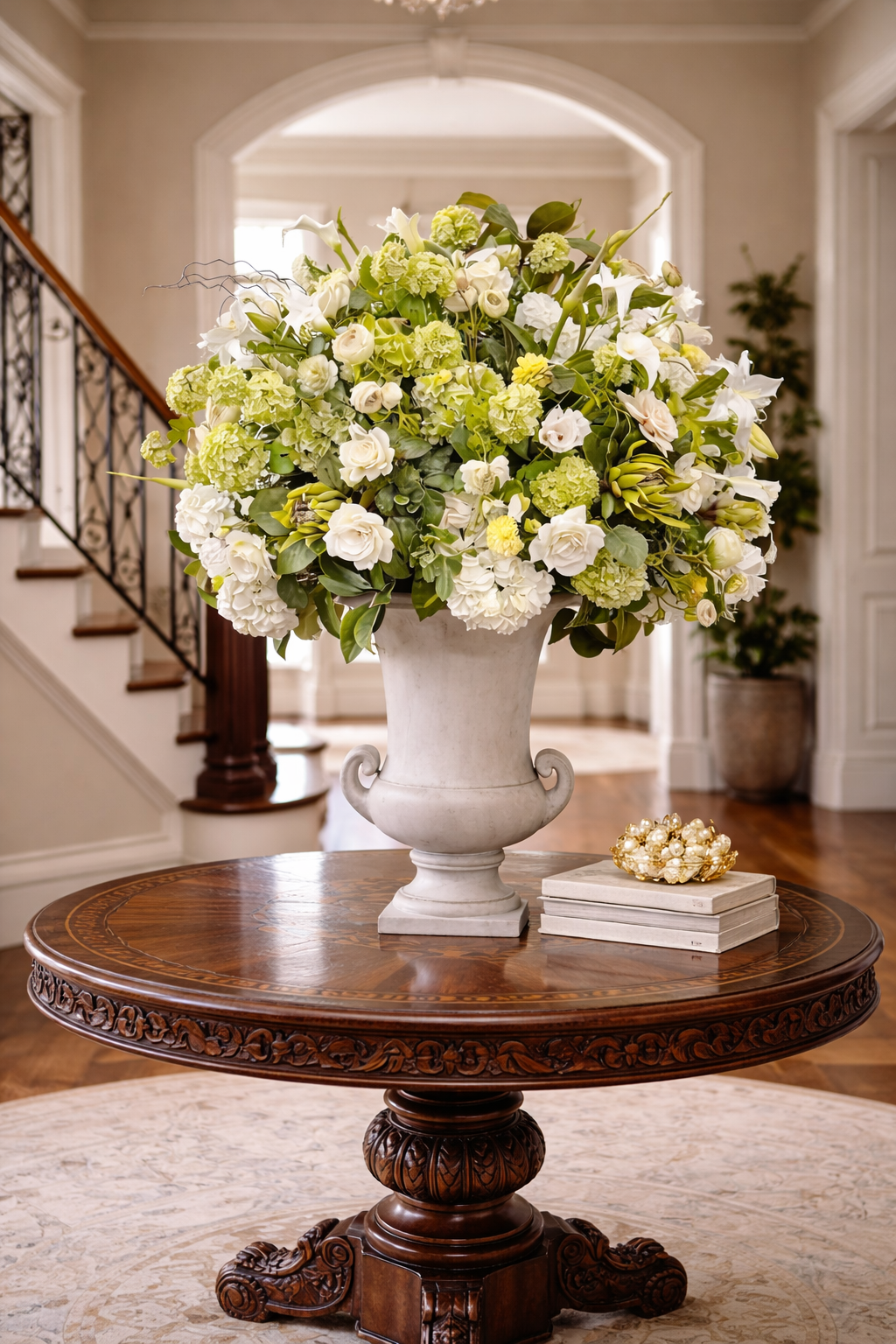 Large-scale Luxury Lily Hydrangea Rose Mix Foyer Centerpiece 69