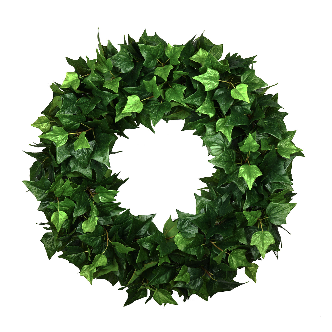 30-inch faux ivy wreath featuring lush green leaves, perfect for adding a natural touch to both indoor and outdoor spaces.