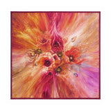 Scarf with a multi-colored poppy design on a white background
