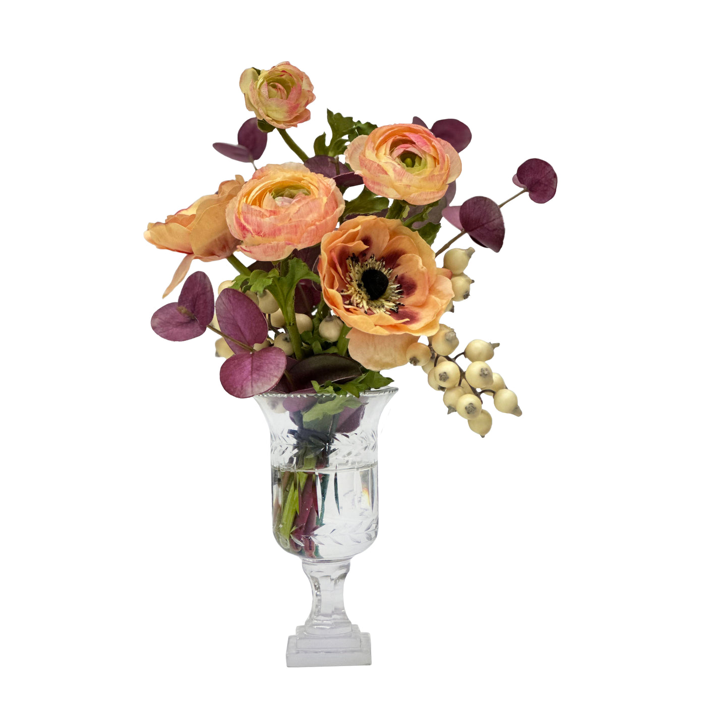 Ranunculus in Cut Glass 13"