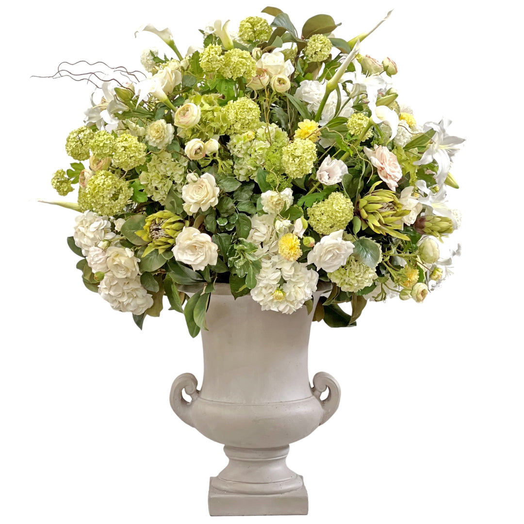 lily artificial flower arrangements Lily Hydrangea Rose Faux Floral Arrangement In Urn