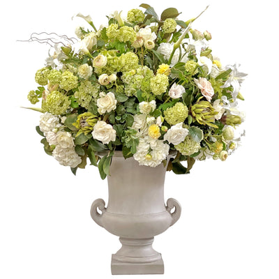 large luxury faux flower arrangement centerpiece for foyer or entryway
