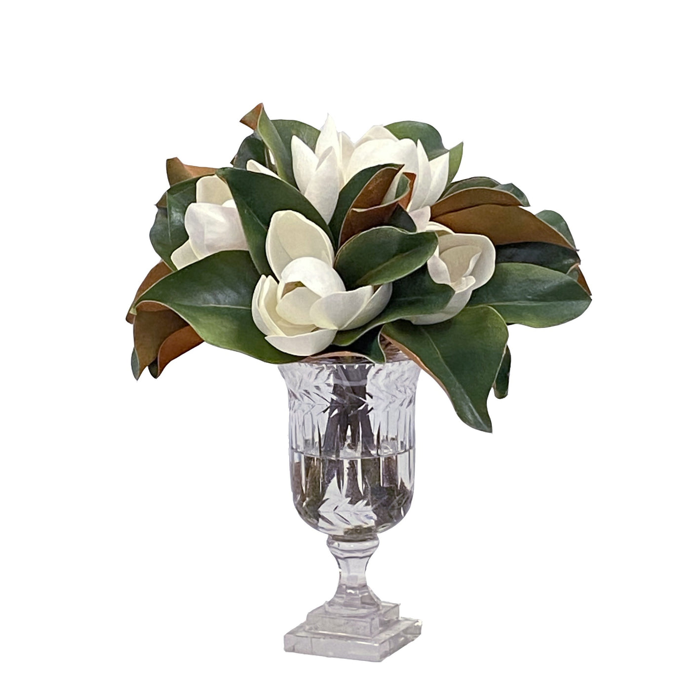 luxury faux magnolia arrangement in glass