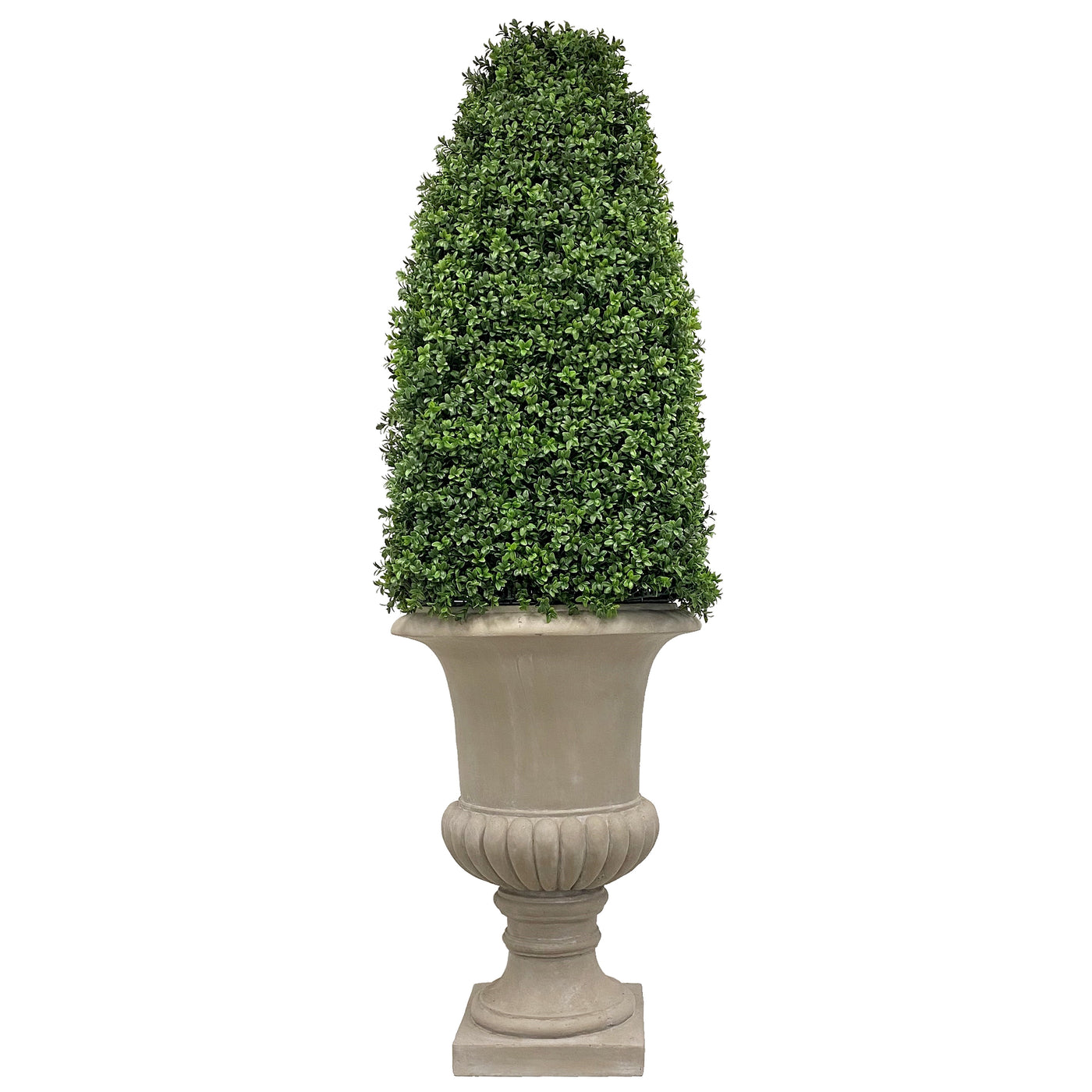 deluxe faux boxwood bullet in urn for indoor or outdoor use