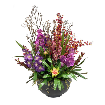 large handcrafted luxury faux flower arrangement for foyer of large homes and mansions