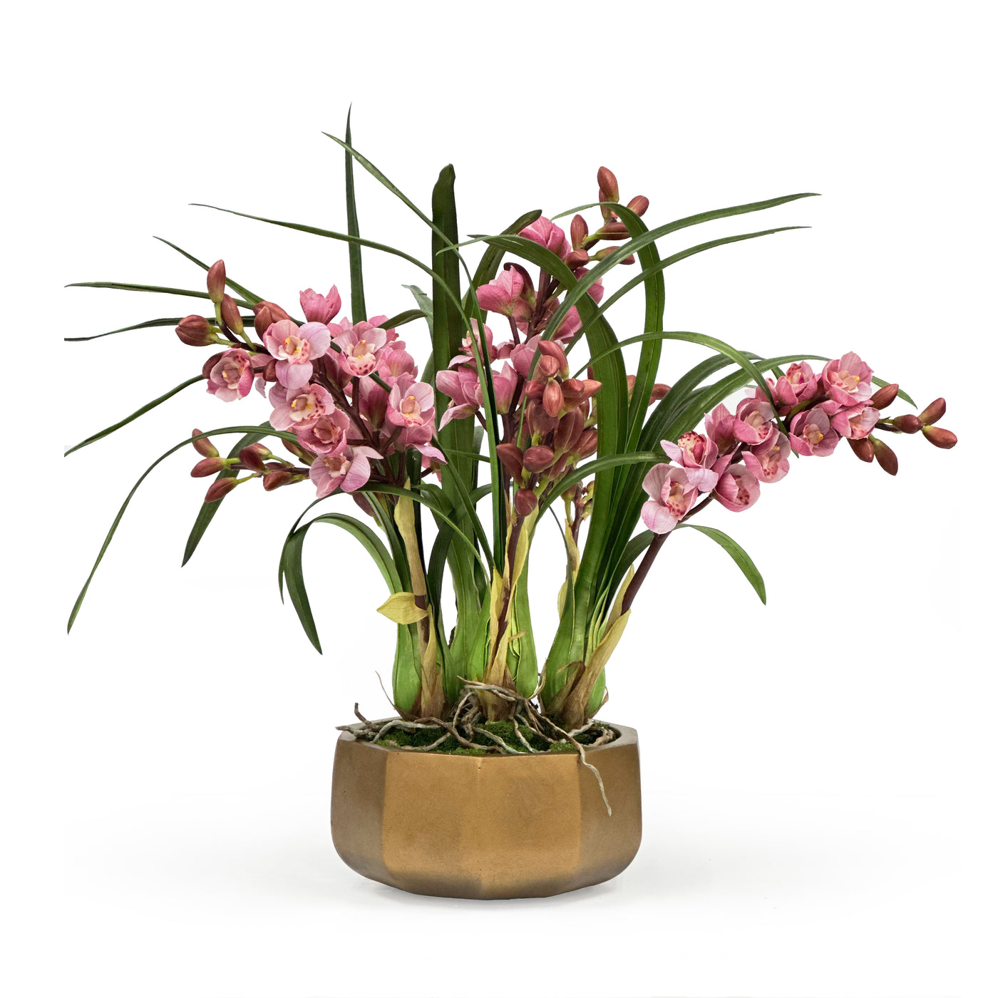 Purple orchid cymbidium faux floral arrangement for Fall and Autumn in a contemporary design