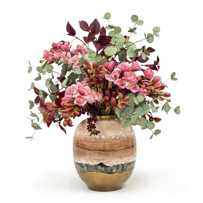 Realistic faux cymbidium orchid floral arrangement for Fall and Autumn season