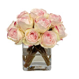 Rose Bud in Square Glass 9"