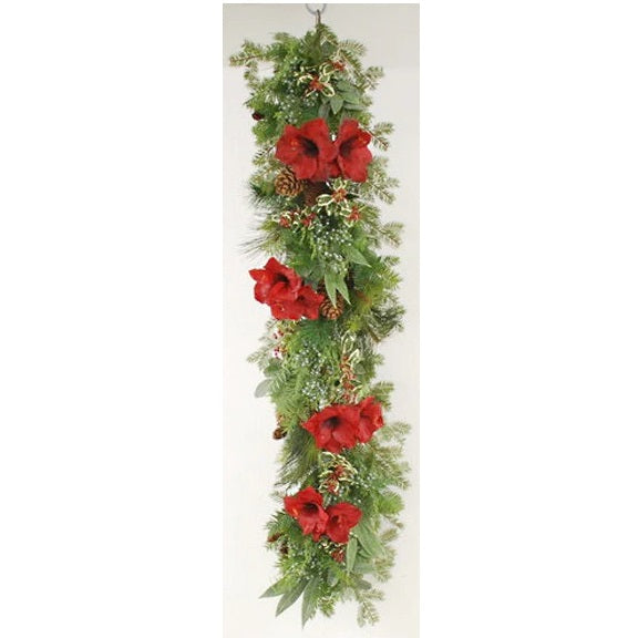 Amaryllis Christmas Garland 62"