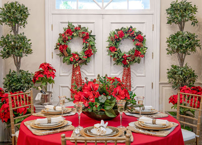 Red Hydrangea Holiday Wreath 30"