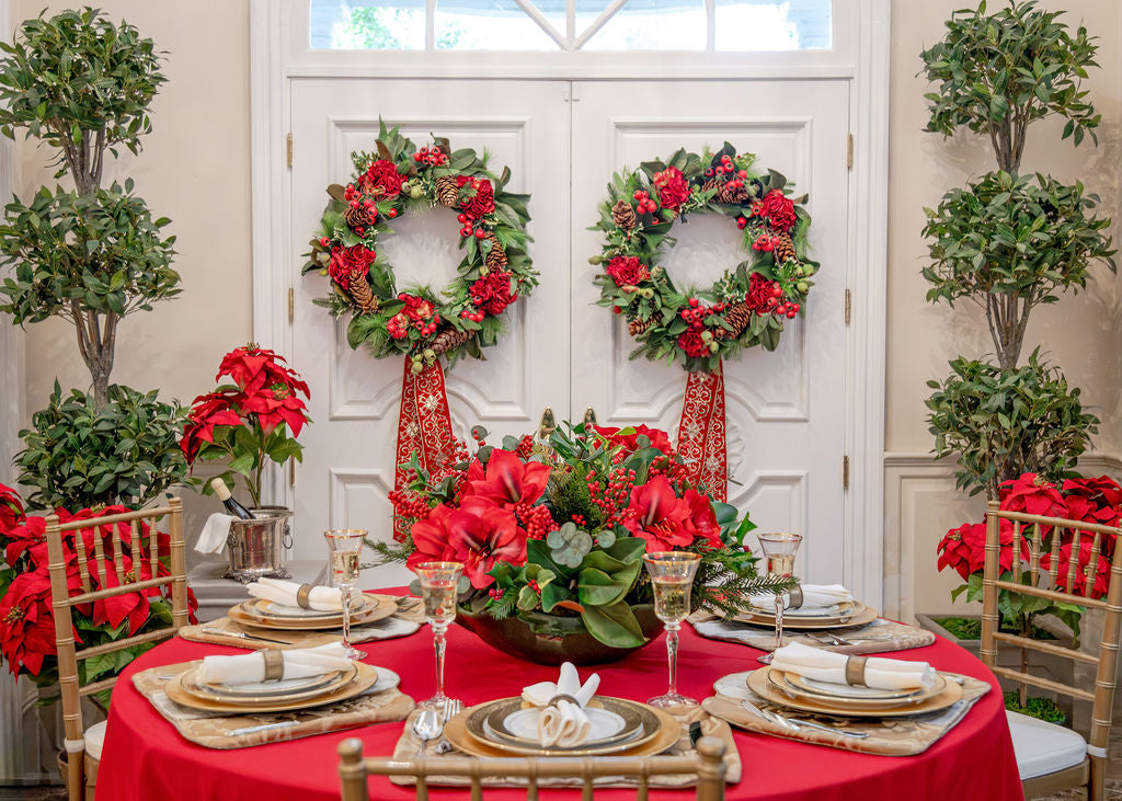 Red Hydrangea Holiday Wreath 24"