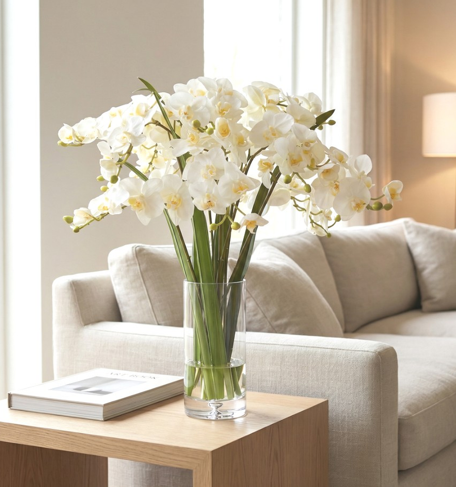Luxury Faux Orchid in Rose Trellis Bowl | Winward Home