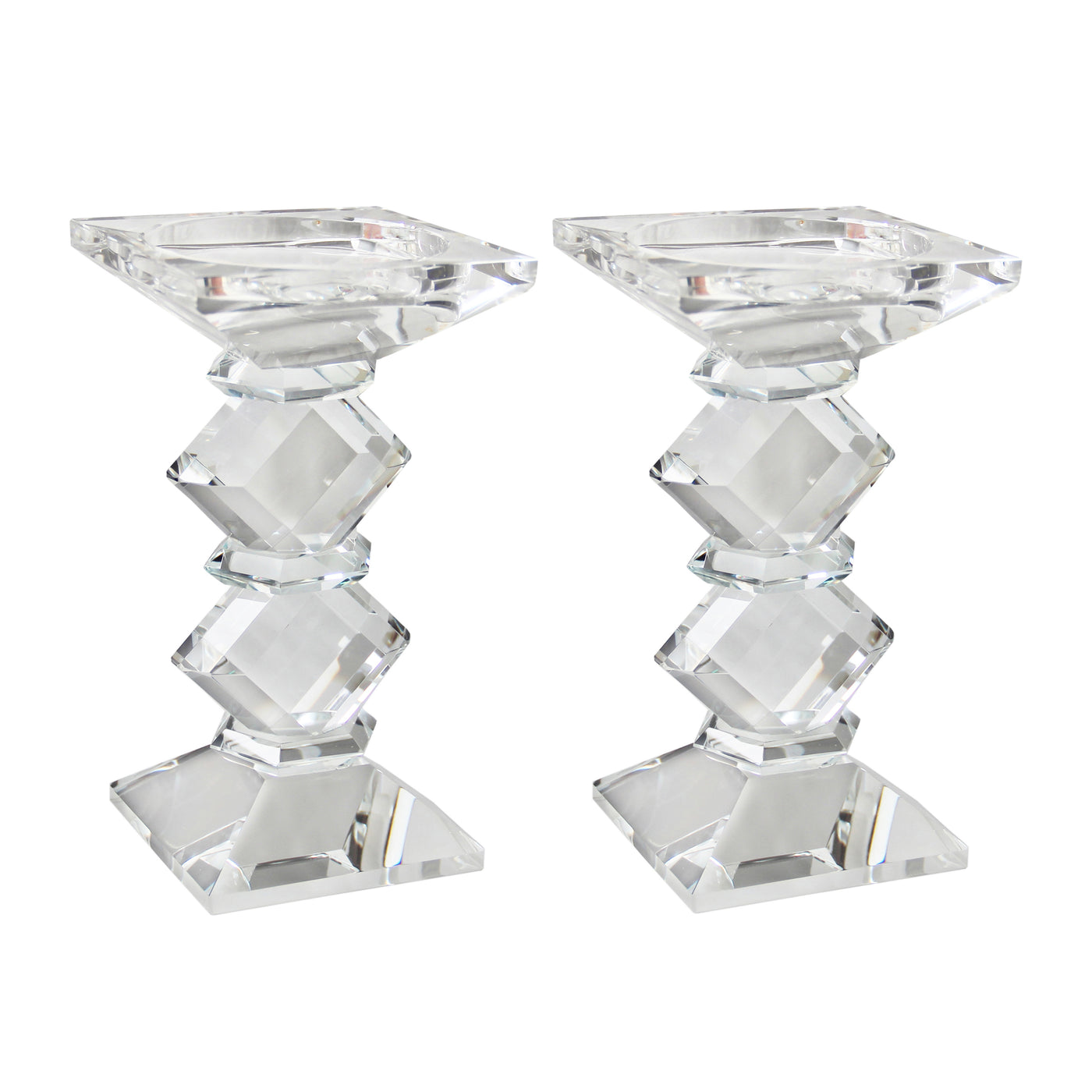 luxury crystal glass candlestick holders for 3-inch candles