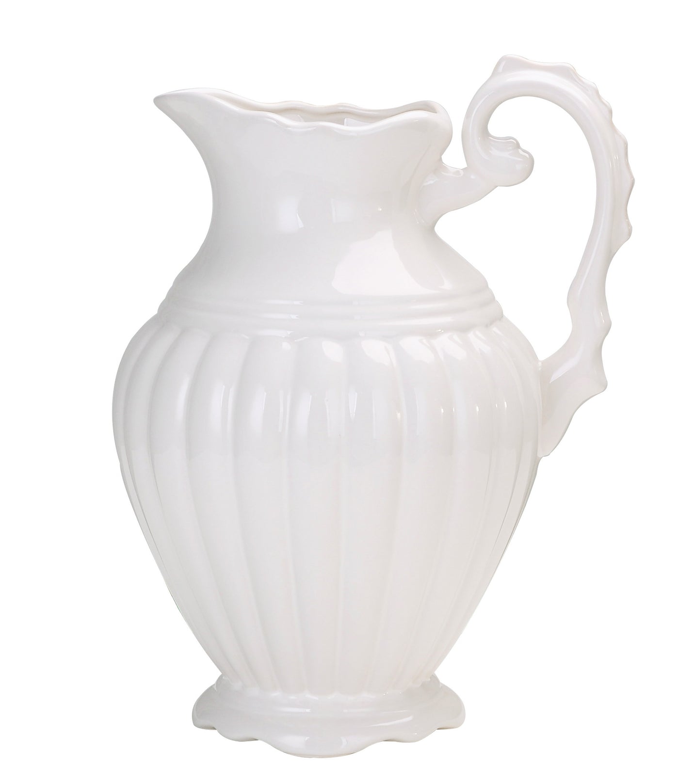 decorative white pitcher for holding flowers