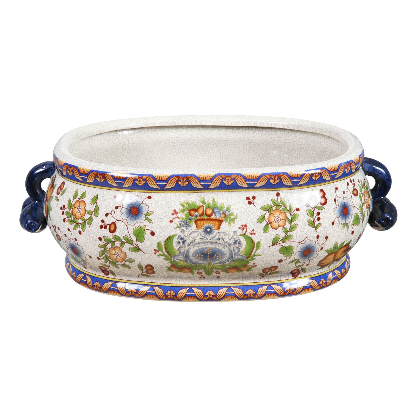 TUSCAN FLORAL OVAL CACHE POT 16'' WIDE